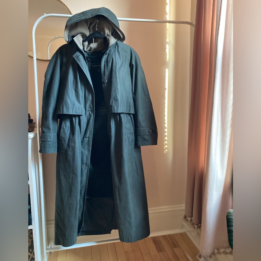 vintage forest green trench coat